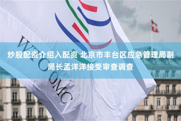 炒股配资介绍入配资 北京市丰台区应急管理局副局长孟洋洋接受审查调查