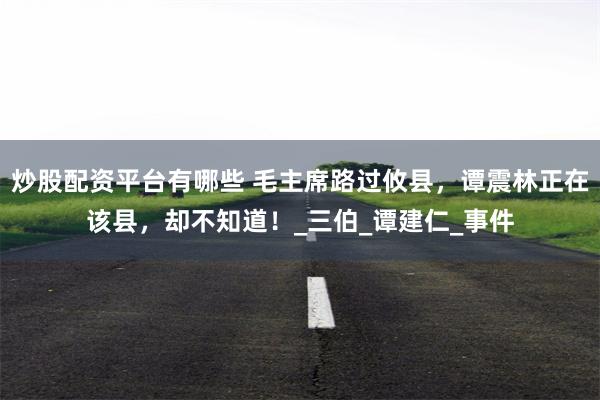 炒股配资平台有哪些 毛主席路过攸县，谭震林正在该县，却不知道！_三伯_谭建仁_事件